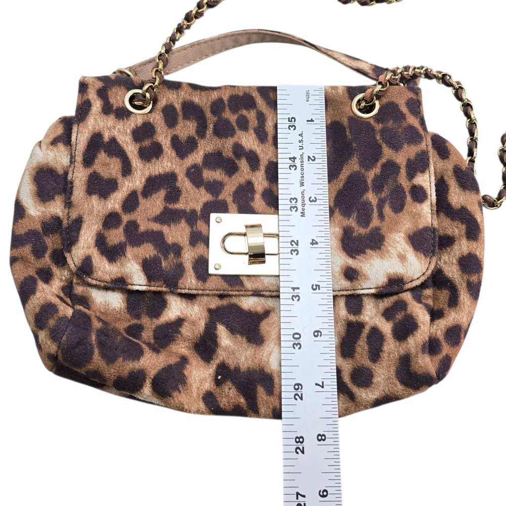 Chico's Leopard Print Crossbody Bag Brown Gold Chain Turnlock Classic Chic OS - Picture 10 of 12